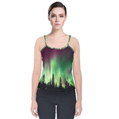 Aurora Borealis Northern Lights Velvet Spaghetti Strap Top by Ket1n9