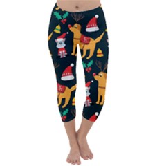 Funny Christmas Pattern Background Capri Winter Leggings  by Ket1n9