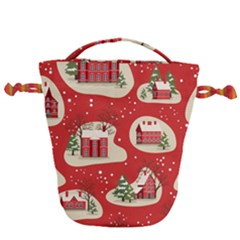 Christmas New Year Seamless Pattern Drawstring Bucket Bag by Ket1n9