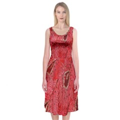 Red Peacock Floral Embroidered Long Qipao Traditional Chinese Cheongsam Mandarin Midi Sleeveless Dress by Ket1n9