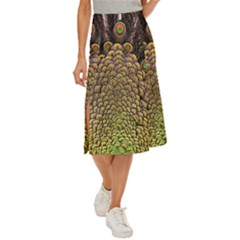 Peacock Feathers Wheel Plumage Midi Panel Skirt by Ket1n9