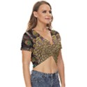 Peacock Feathers Wheel Plumage Twist Front Crop Top View3