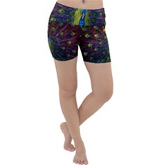 Beautiful Peacock Feather Lightweight Velour Yoga Shorts by Ket1n9