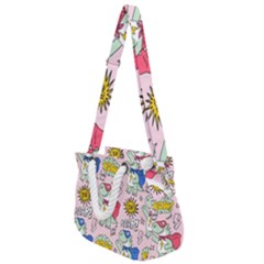 Seamless Pattern With Many Funny Cute Superhero Dinosaurs T-rex Mask Cloak With Comics Style Inscrip Rope Handles Shoulder Strap Bag by Ket1n9