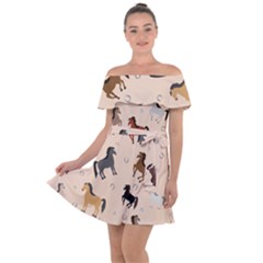 Horses For Courses Pattern Off Shoulder Velour Dress by Ket1n9