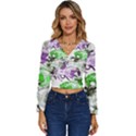 Horse Horses Animal World Green Long Sleeve V-Neck Top View1