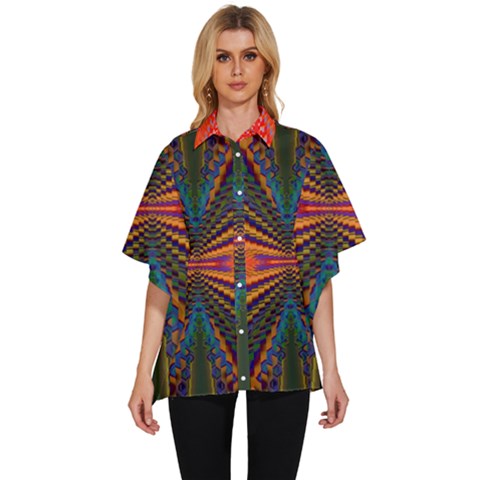 Watermelon Wallpapers  Creative Illustration And Patterns Women s Batwing Button Up Shirt by Ket1n9