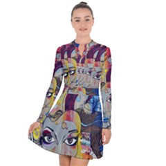 Graffiti Mural Street Art Painting Long Sleeve Panel Dress by Ket1n9