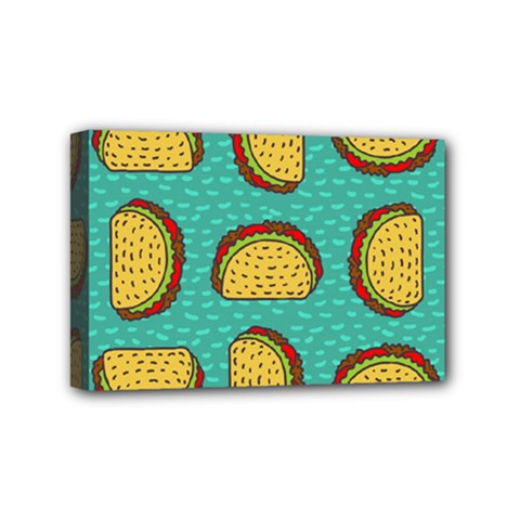 Taco Drawing Background Mexican Fast Food Pattern Mini Canvas 6  X 4  (stretched) by Ket1n9