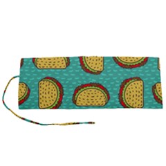 Taco Drawing Background Mexican Fast Food Pattern Roll Up Canvas Pencil Holder (s) by Ket1n9