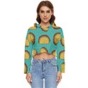 Taco Drawing Background Mexican Fast Food Pattern Women s Lightweight Cropped Hoodie View1