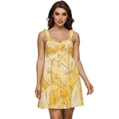 Cheese Slices Seamless Pattern Cartoon Style Ruffle Strap Babydoll Chiffon Dress by Ket1n9