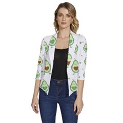 Cute Seamless Pattern With Avocado Lovers Women s Draped Front 3/4 Sleeve Shawl Collar Jacket by Ket1n9