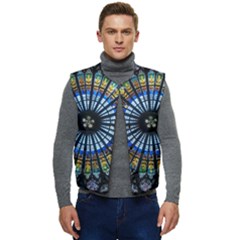 Stained Glass Rose Window In France s Strasbourg Cathedral Men s Button Up Puffer Vest	 by Ket1n9
