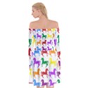 Colorful Horse Background Wallpaper Off Shoulder Skater Dress View2