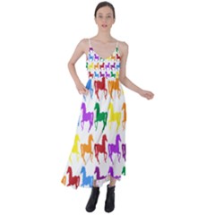 Colorful Horse Background Wallpaper Tie Back Maxi Dress by Hannah976