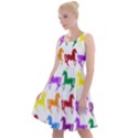 Colorful Horse Background Wallpaper Knee Length Skater Dress View1