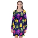 Space Patterns Long Sleeve Chiffon Shift Dress  View1