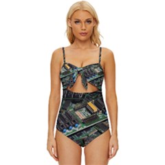 Computer Ram Tech - Knot Front One-piece Swimsuit by Hannah976