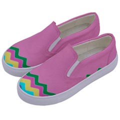 Easter Chevron Pattern Stripes Kids  Canvas Slip Ons by Hannah976