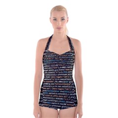 Close Up Code Coding Computer Boyleg Halter Swimsuit  by Hannah976