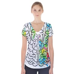 Brain Mind Psychology Idea Drawing Short Sleeve Front Detail Top by Ndabl3x