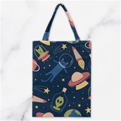 Seamless Pattern With Funny Alien Cat Galaxy Classic Tote Bag by Ndabl3x