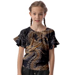 Fantasy Dragon Pentagram Kids  Cut Out Flutter Sleeves by Maspions