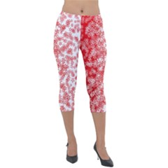 Christmas New Year Snowflake Deer Lightweight Velour Capri Leggings  by Ndabl3x