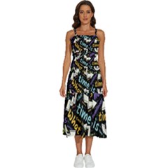 Time Nonlinear Curved Linear Sleeveless Shoulder Straps Boho Dress by Paksenen