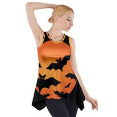 Halloween Bats Moon Full Moon Side Drop Tank Tunic by Cendanart