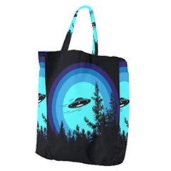 Ufo Alien Night Sky Night Giant Grocery Tote by Cendanart