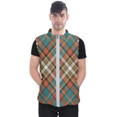 Tartan Scotland Seamless Plaid Pattern Vector Retro Background Fabric Vintage Check Color Square Geo Men s Puffer Vest by Ket1n9