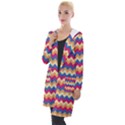 Zigzag Pattern Seamless Zig Zag Background Color Hooded Pocket Cardigan View1