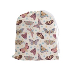 Pattern With Butterflies Moths Drawstring Pouch (xl) by Ket1n9