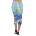 Mountains And Trees Illustration Painting Clouds Sky Landscape Lightweight Velour Capri Leggings  View2