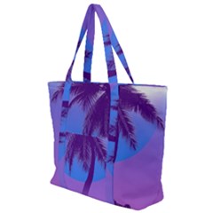 Palm Tree Vaporwave Synthwave Retro Style Zip Up Canvas Bag by Cendanart