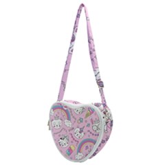 Beautiful Cute Animals Pattern Pink Heart Shoulder Bag by Grandong