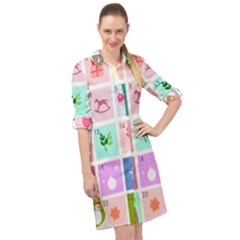 Christmas Wreath Advent Long Sleeve Mini Shirt Dress by Bedest