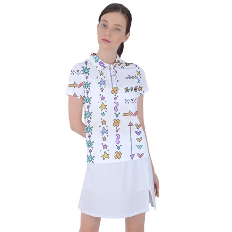 Doodles Border Letter Ornament Women s Polo T-shirt by Bedest