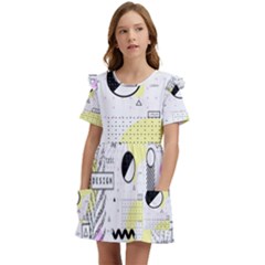Graphic Design Geometric Background Kids  Frilly Sleeves Pocket Dress by Bedest
