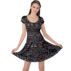 Symbols Mathematics Colorful Formula Cap Sleeve Dress by CoolDesigns