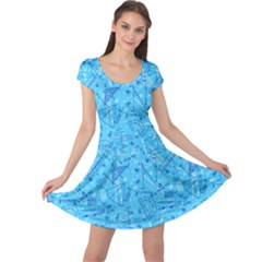 Math Prisms Deep Sky Blue Cap Sleeve Dress by CoolDesigns