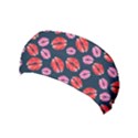 Lips Kiss Dark Steel Blue Polka Dots Yoga Headbands View1