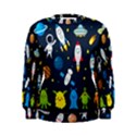 Big Set Cute Astronauts Space Planets Stars Aliens Rockets Ufo Constellations Satellite Moon Rover V Women s Sweatshirt View1