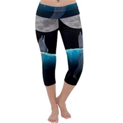 Dolphin Moon Water Capri Yoga Leggings by Ndabl3x