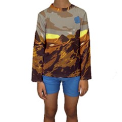 Scotland Monti Mountains Mountain Kids  Long Sleeve Swimwear by Cendanart