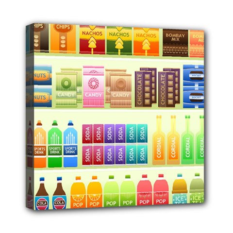Supermarket Shelf Products Snacks Mini Canvas 8  X 8  (stretched) by Cendanart