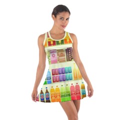 Supermarket Shelf Products Snacks Cotton Racerback Dress by Cendanart