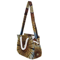 Barcelona Glass Window Stained Glass Rope Handles Shoulder Strap Bag by Cendanart